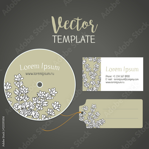 Lavender. A vector flower template for  card,  disk and  label. Corporate style