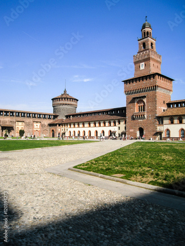 Milan's Sforza Castle in blue sky