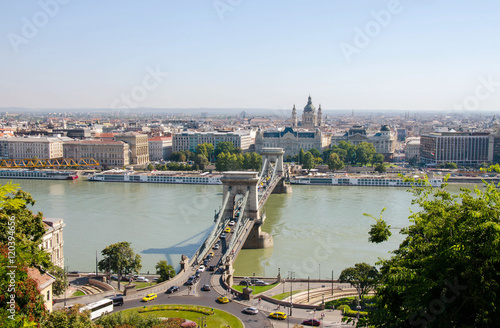 Szechenyi Bridge across the Danube in Budapest, Hungary, Europe