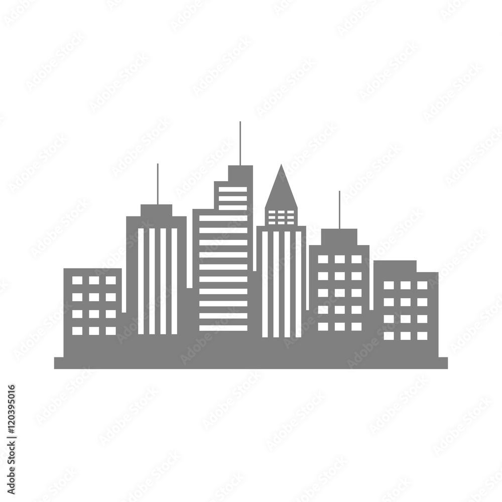 Grey city icon on white background