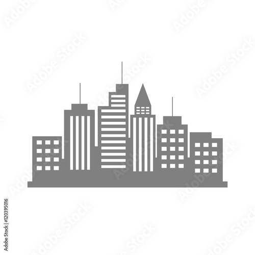 Grey city icon on white background