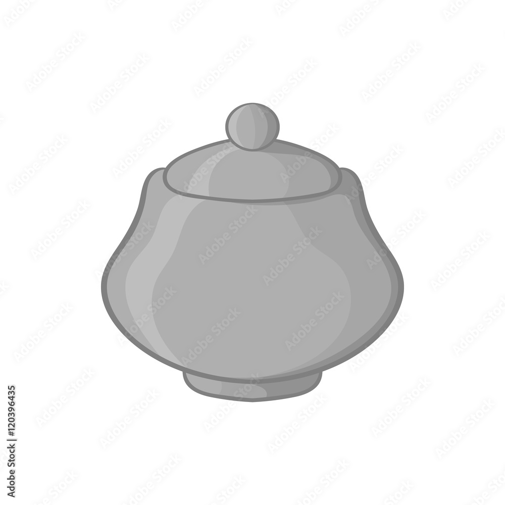 Sugar bowl icon in black monochrome style on a white background vector illustration Sugar bowl icon in black monochrome style on a white background vector illustration