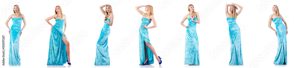 Fashion concept with tall model on white Fashion concept with tall model on white
