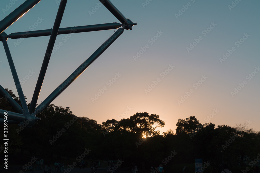 Steel structure and sunset.