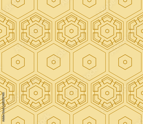 geometric pattern of hexagons. Seamless vector illustration. gold color