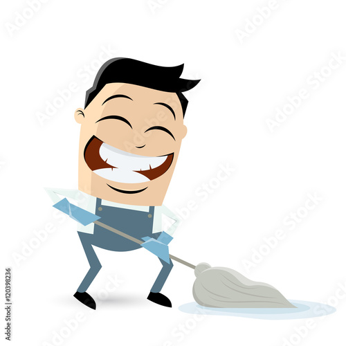 cleaning service man wiping the floor