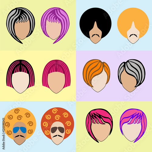 Stylish colored wigs set