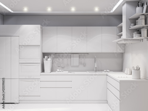 3d rendering design interior of modern kitchen