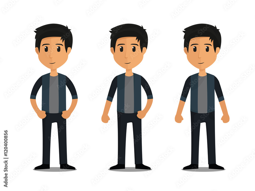 funny cartoon guy with jacket in various poses funny cartoon guy with jacket in various poses