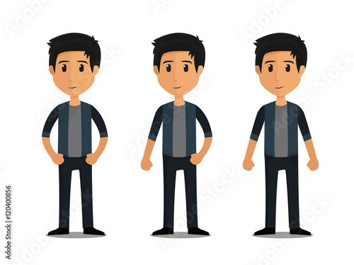 funny cartoon guy with jacket in various poses