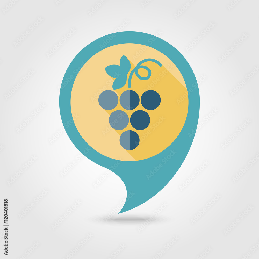 Grapes flat pin map icon. Fruit Grapes flat pin map icon. Fruit