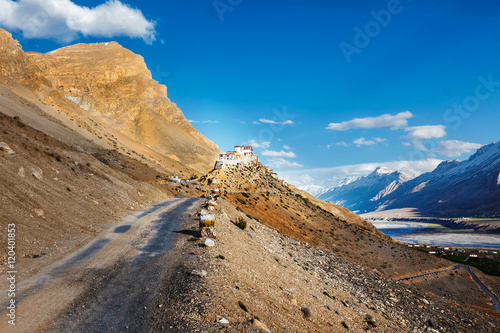 Road to Kee (Ki, Key) Monastery. Spiti Valley, Himachal Pradesh