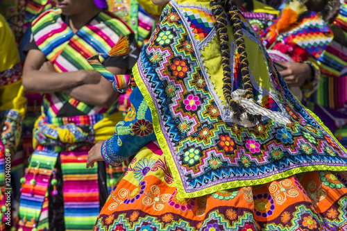 Peruvian dancers at the parade in Cusco. People in traditional clothes. © Curioso.Photography