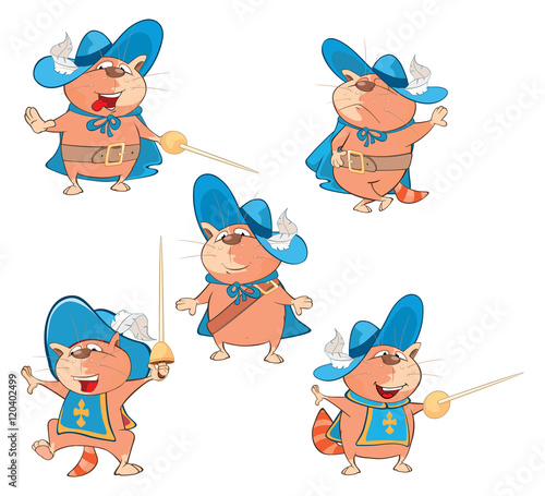 Set of Cartoon Illustration Cute Cats 
