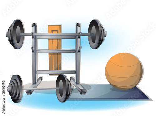 cartoon vector illustration interior fitness room with separated layers in 2d graphic