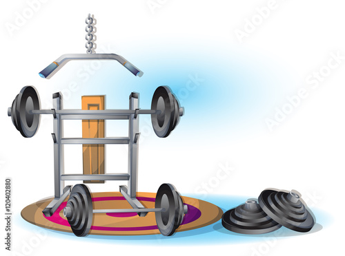 cartoon vector illustration interior fitness room with separated layers in 2d graphic