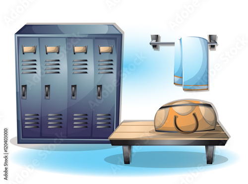 cartoon vector illustration interior fitness room with separated layers in 2d graphic