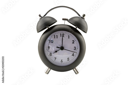 Close up of a classic bell clock on white background.Saved with clipping path