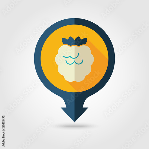 Raspberry flat pin map icon. Berry fruit