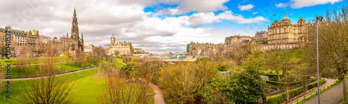 Panoramic view (panorama) of Edinburgh, Scotland, on a bright sunny day