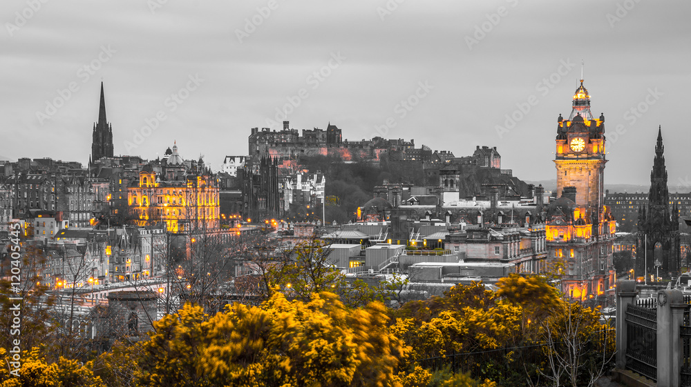 Edinburgh, Scotland. Evening cityscape, view from the Calton Hill