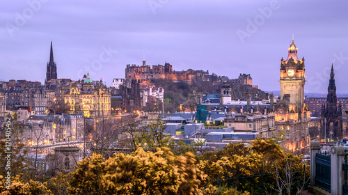 Edinburgh  Scotland. Evening cityscape  view from the Calton Hill