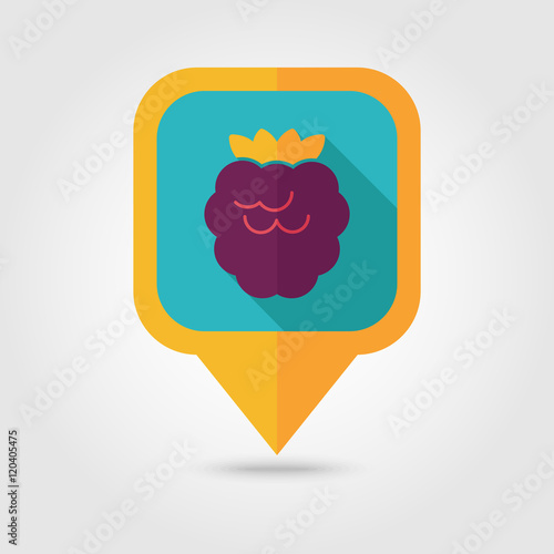 Raspberry flat pin map icon. Berry fruit