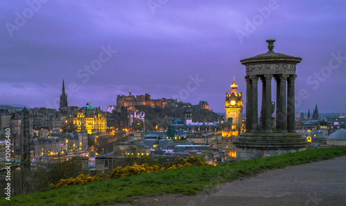 Edinburgh, Scotland cityscape at night, view from the Calton Hill