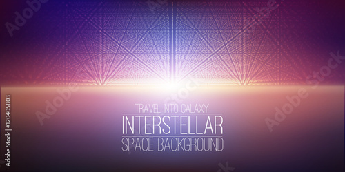 Vector interstellar space background.Cosmic galaxy illustration.Background with nebula, stardust and bright shining stars.Vector Illustration for party ,artwork, brochures, posters.