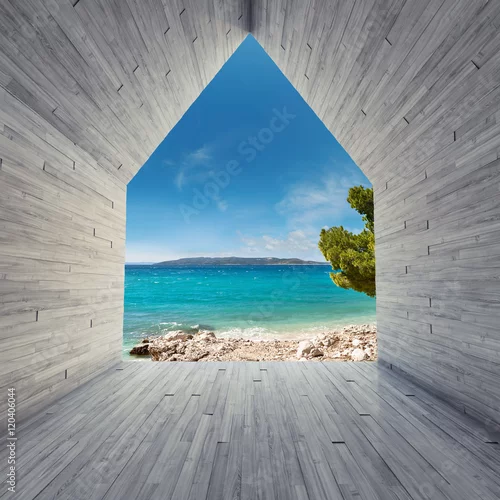 Obraz tunel z widokiem na egzotyczne plaże i morze