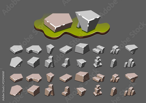 Isometric stones for video games photo