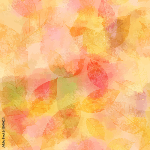 Vector watercolor background with abstract golden yellow skeleto