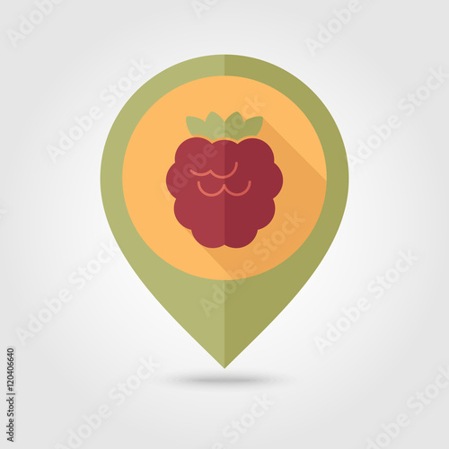 Raspberry flat pin map icon. Berry fruit