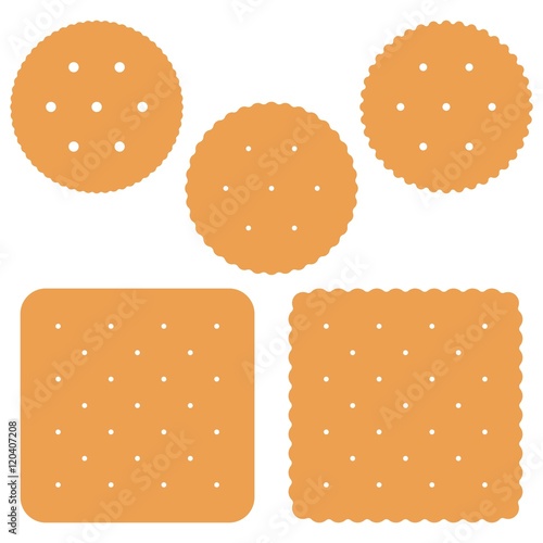 Fotótapéta Set of square and round Cracker on white background vector