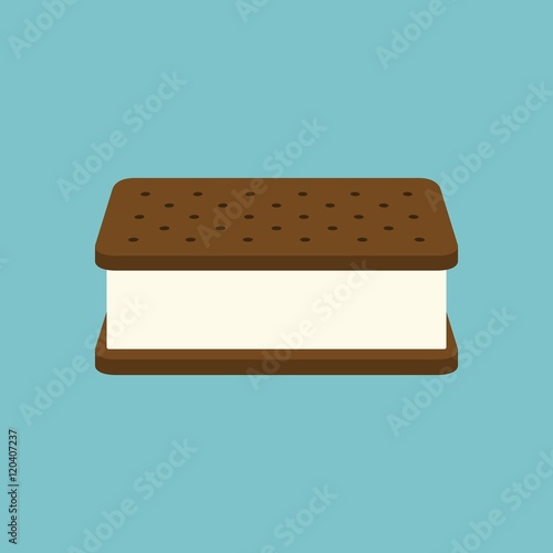 3d Ice cream sandwich icon vector, flat design