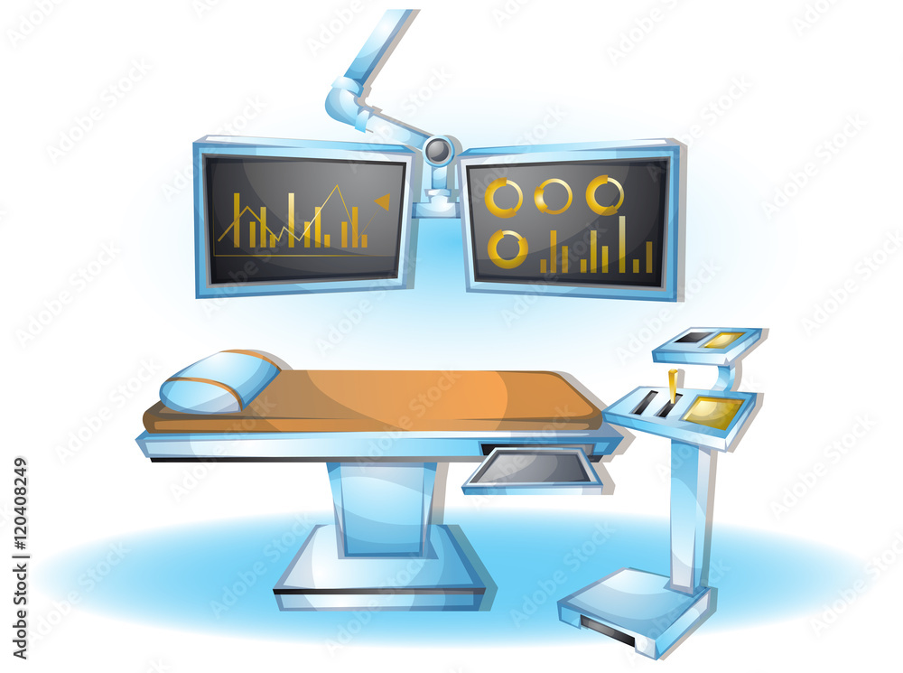 cartoon vector illustration interior surgery operation room with ...