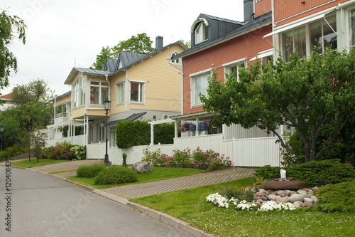 Naantali, Finland - 06 July , 2015: Cloudy summer day on the historic quarter of Naantali