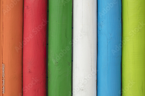 Detail of colorful wooden poles