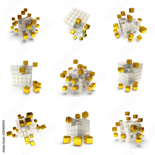 Abstract 3d cubes set