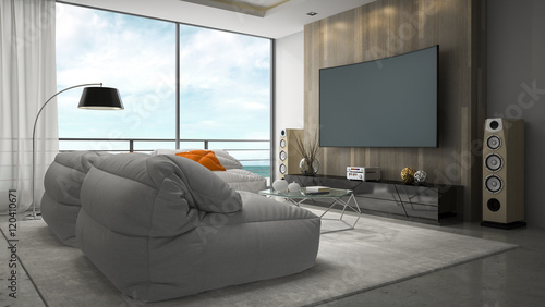Foto Interior of modern design room 3D rendering
