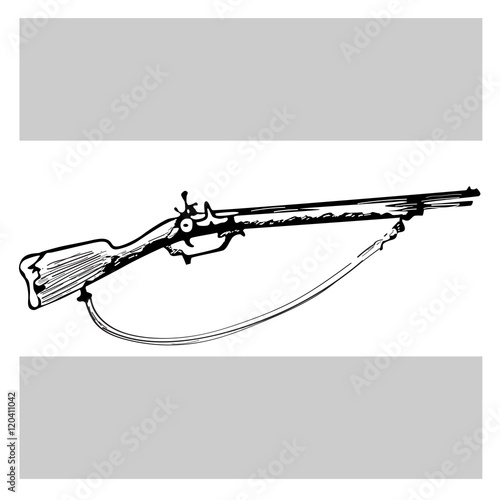 Hand-drawn sketch of musket. Vintage illustration