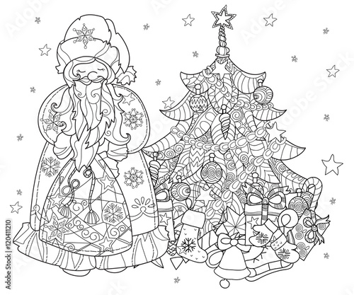 Vector cute christmas fairy tale town doodle.