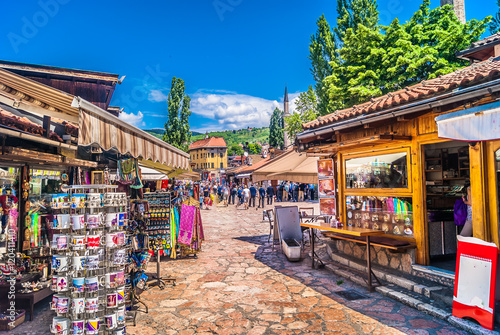 Sarajevo Bascarsija. / Famous street Bascarsija in city center of Sarajevo.