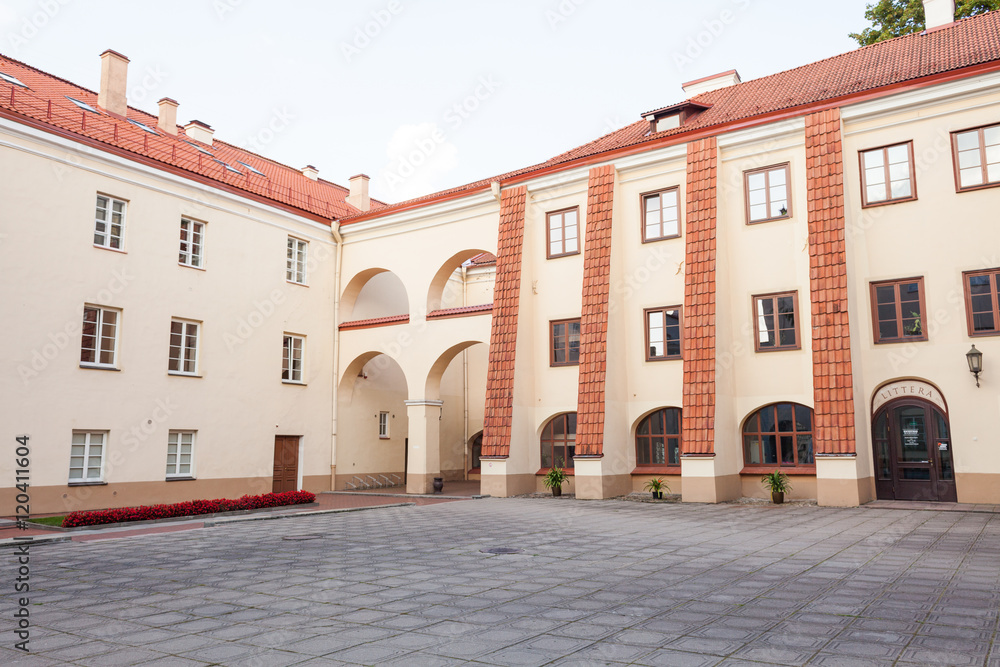 Vilnius, Lithuania - September 10, 2016: View of Vilnius university from Sarbievijaus yard