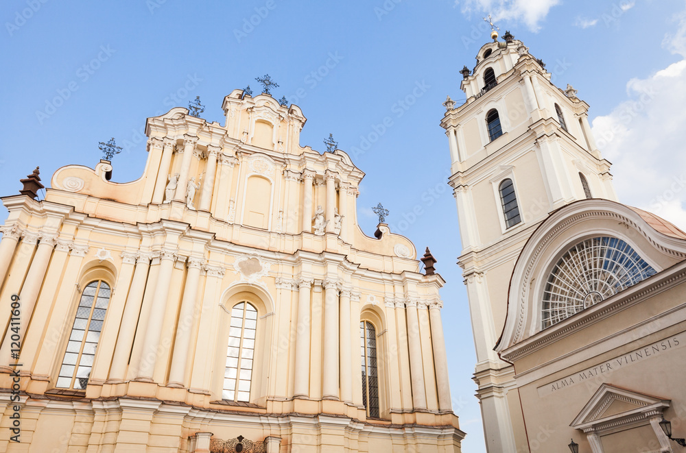 Vilnius, Lithuania - September 10, 2016: Vilnius university, St. Johns church and belfry