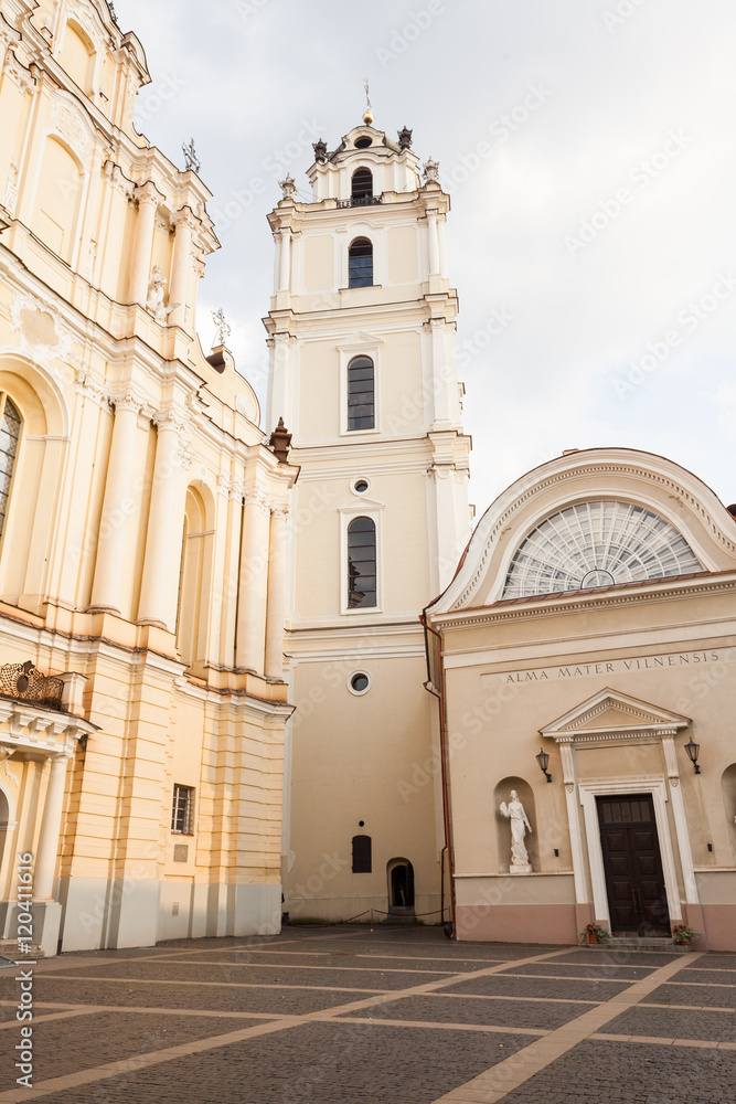 Vilnius, Lithuania - September 10, 2016: Vilnius university, St. Johns church and belfry