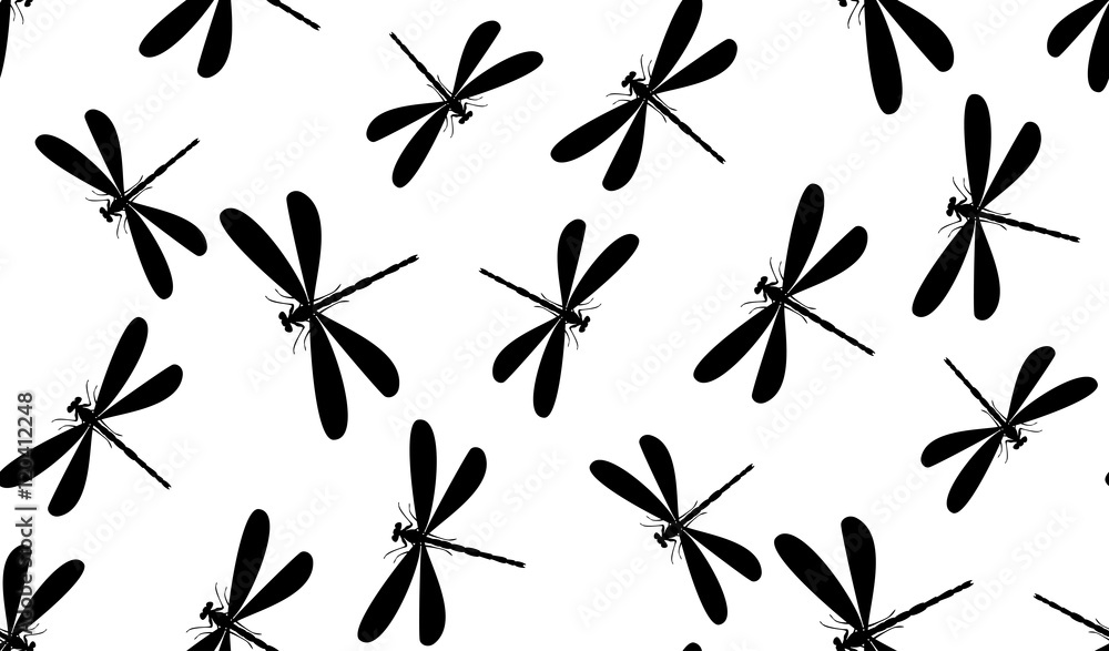 Vector seamless pattern of dragonflies Vector seamless pattern of dragonflies