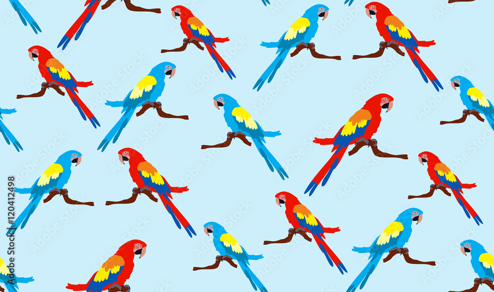 Vector seamless background of parrots