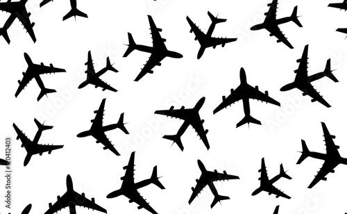 Vector seamless pattern of aircraft.