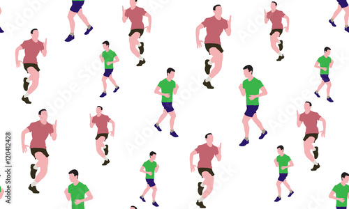Vector seamless background of runners. The texture of the athletes